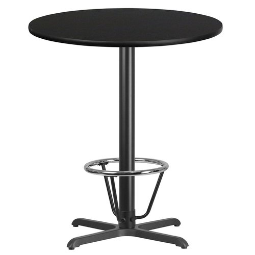 Flash Furniture XU-RD-36-BLKTB-T3030B-3CFR-GG Black Laminate Round Top PVC T-Mold Edge Table