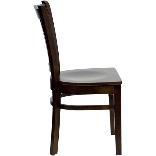 Flash Furniture XU-DGW0008VRT-WAL-GG Vertical Wood Slat Back .62" Thick Walnut Finish Beechwood Seat Hercules Series Restaurant Chair