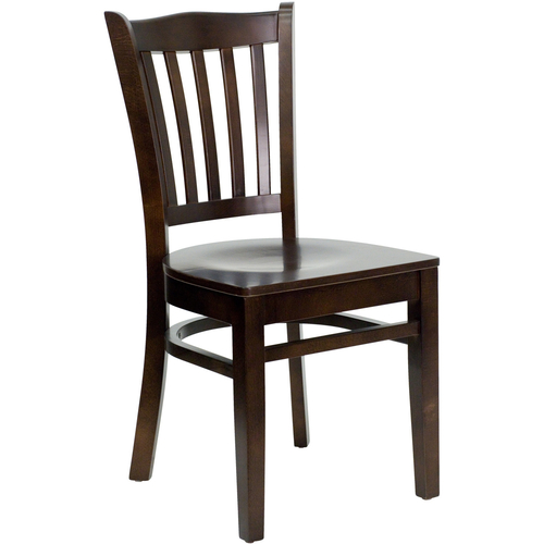 Flash Furniture XU-DGW0008VRT-WAL-GG Vertical Wood Slat Back .62" Thick Walnut Finish Beechwood Seat Hercules Series Restaurant Chair