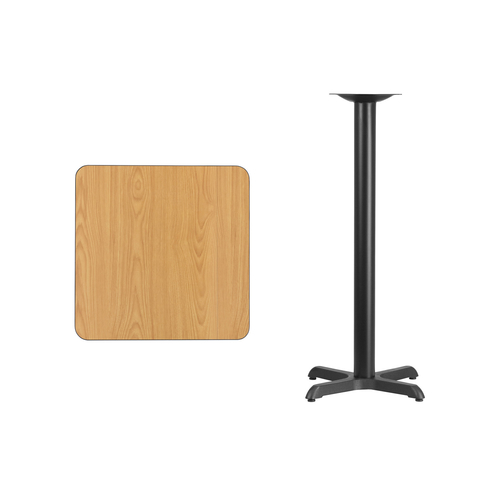 Flash Furniture XU-NATTB-2424-T2222B-GG Natural Laminate Square Plastic Top PVC T-Mold Edge Table
