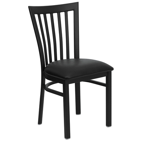 Flash Furniture XU-DG6Q4BSCH-BLKV-GG Metal Schoolhouse Back Black Vinyl Upholstered Seat Hercules Series Restaurant Chair