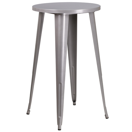 Flash Furniture CH-51080-40-SIL-GG Silver Round Brace Underneath Top Table