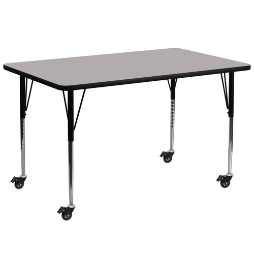 Flash Furniture XU-A3072-REC-GY-T-A-CAS-GG 72" W x 30" D x 22.25" - 30.4" Adjustable Height Rectangular Gray Activity Table