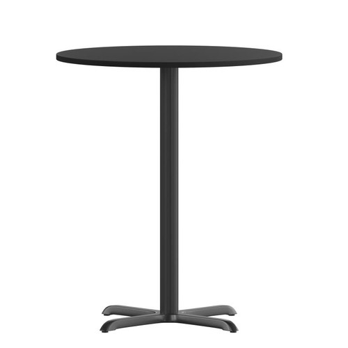 Flash Furniture XU-RD-30-BLKTB-T2222B-GG Black Laminate Round Top PVC T-Mold Edge Table