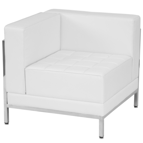 Flash Furniture ZB-IMAG-LEFT-CORNER-WH-GG White LeatherSoft Upholstery Seat and Back Hercules Imagination Series Left Corner Chair
