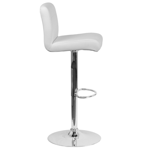 Flash Furniture DS-8101B-WH-GG White Vinyl with Contemporary Style Chrome Base Swivel Bar Stool