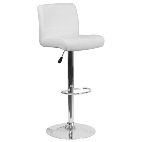 Flash Furniture DS-8101B-WH-GG White Vinyl with Contemporary Style Chrome Base Swivel Bar Stool