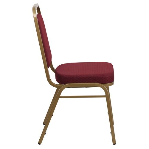 Flash Furniture FD-BHF-1-ALLGOLD-0847-BY-GG Burgundy Patterned Vinyl Trapezoidal Back Panel Gold Powder Coated Frame Finish Hercules Series Stacking Banquet Chair