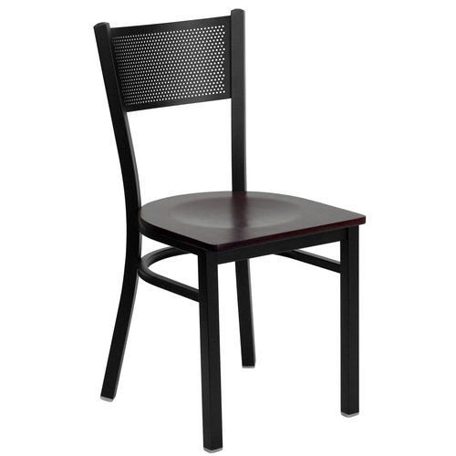 Flash Furniture XU-DG-60115-GRD-MAHW-GG Metal Back .62" Mahogany Finish Plywood Seat Hercules Series Restaurant Chair