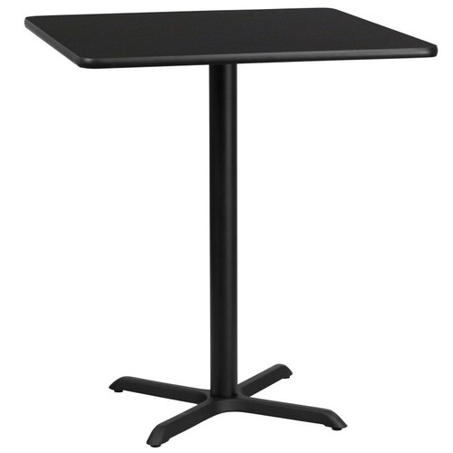 Flash Furniture XU-BLKTB-3636-T3030B-GG Black Square Laminate Top PVC T-Mold Edge Table