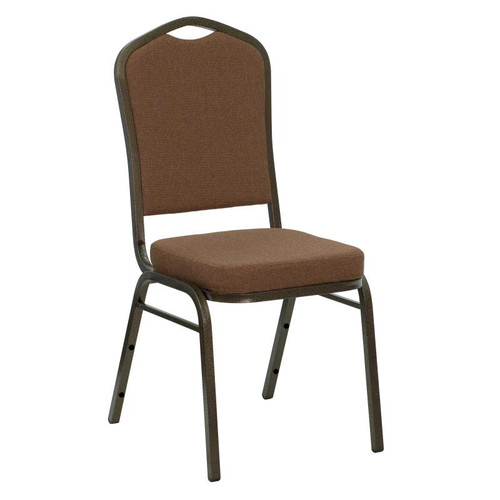 Flash Furniture NG-C01-COFFEE-GV-GG Coffee Fabric Upholstered Gold Vein Powder Coated Frame Finish Hercules Series Stacking Banquet Chair