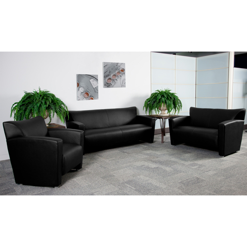 Flash Furniture 222-SET-BK-GG Black LeatherSoft with Sturdy Hardwood Construction Hercules Majesty Series Reception Set