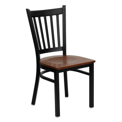 Flash Furniture XU-DG-6Q2B-VRT-CHYW-GG Metal Vertical Slat Back .62" Thick Cherry Finish Plywood Seat Hercules Series Restaurant Chair