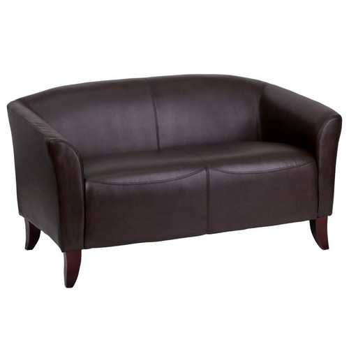 Flash Furniture 111-2-BN-GG Brown LeatherSoft with Cherry Stained Wood Feet Hercules Imperial Series Reception Loveseat
