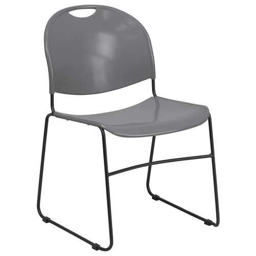 Flash Furniture RUT-188-GY-GG Gray Plastic Textured Seat Hercules Series Ultra Compact Stacking Chair