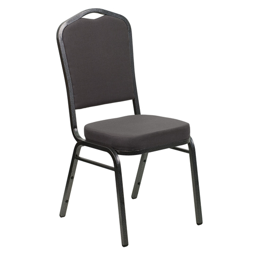 Flash Furniture FD-C01-SILVERVEIN-GY-GG Gray Fabric Upholstered Silver Vein Powder Coated Frame Finish Hercules Series Stacking Banquet Chair