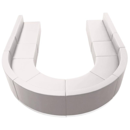 Flash Furniture ZB-803-530-SET-WH-GG White LeatherSoft with Brushed Stainless Steel Base Modular Hercules Alon Series Reception Configuration