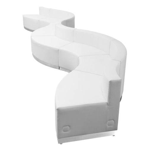 Flash Furniture ZB-803-430-SET-WH-GG White LeatherSoft with Brushed Stainless Steel Base Modular Hercules Alon Series Reception Configuration