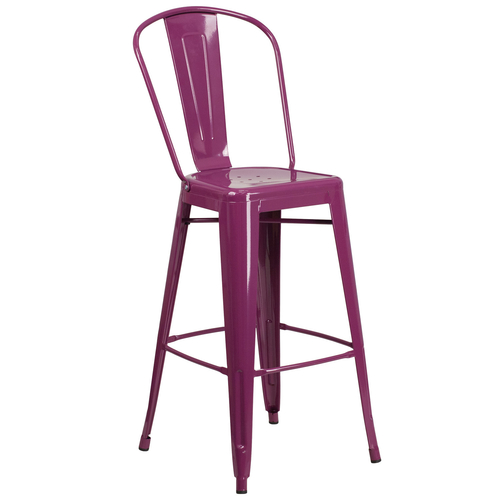 Flash Furniture ET-3534-30-PUR-GG Purple Galvanized Steel Drain Holes In Seat Bar Stool