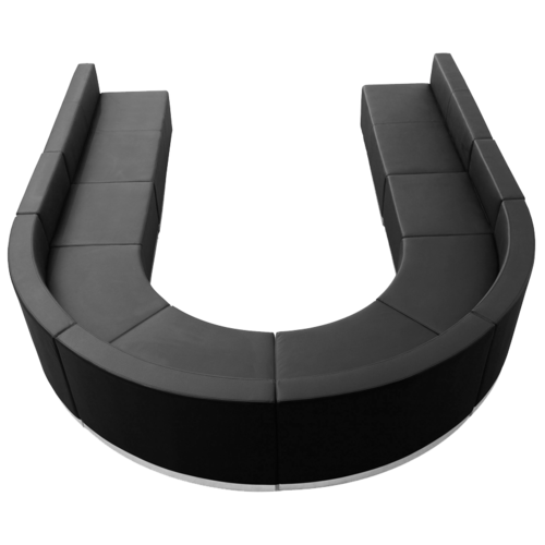 Flash Furniture ZB-803-530-SET-BK-GG Black LeatherSoft with Brushed Stainless Steel Base Modular Hercules Alon Series Reception Configuration