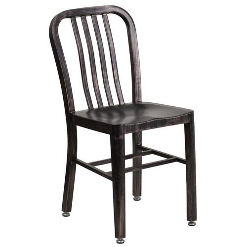 Flash Furniture CH-61200-18-BQ-GG Vertical Slat Back For Indoor/Outdoor Commercial and Residential Use Black and Antique Gold Chair