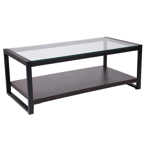 Flash Furniture NAN-JH-1735-GG 47.25" W x 23.5" D x 18" H Clear Tempered Glass with Black Powder Coated Frame Finish Rectangular Rosedale Glass Coffee Table