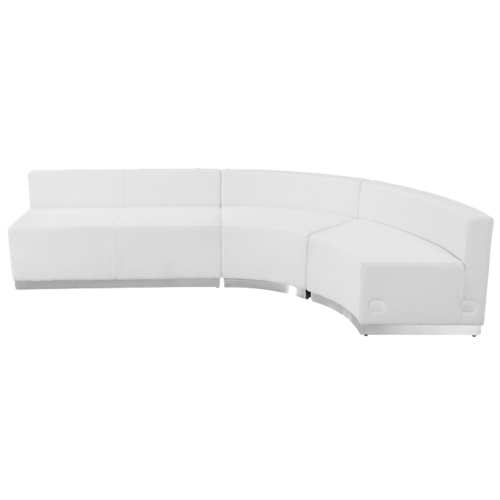 Flash Furniture ZB-803-750-SET-WH-GG White LeatherSoft with Brushed Stainless Steel Base Modular Hercules Alon Series Reception Configuration