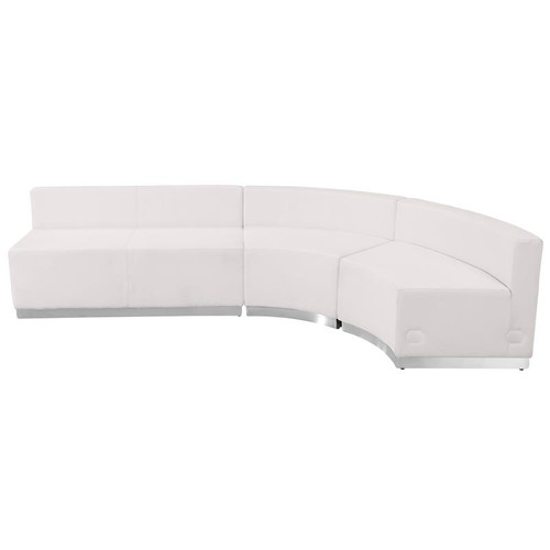 Flash Furniture ZB-803-750-SET-WH-GG White LeatherSoft with Brushed Stainless Steel Base Modular Hercules Alon Series Reception Configuration