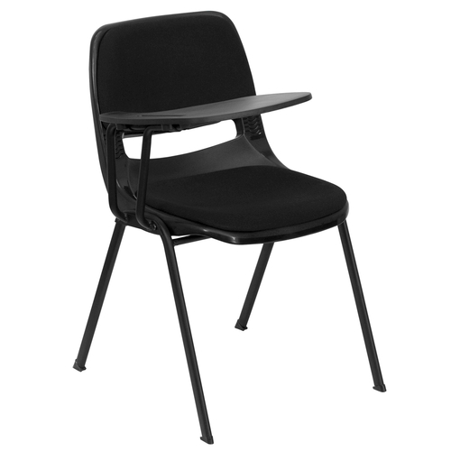 Flash Furniture RUT-EO1-01-PAD-RTAB-GG Black Flip-Up Right Handed Plastic Tablet Arm Upholstered Seat and Back Hercules Series Ergonomic Shell Chair