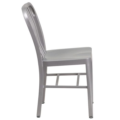 Flash Furniture CH-61200-18-SIL-GG Vertical Slat Back For Indoor/Outdoor Commercial and Residential Use Silver Chair