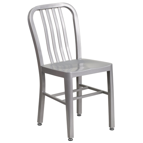 Flash Furniture CH-61200-18-SIL-GG Vertical Slat Back For Indoor/Outdoor Commercial and Residential Use Silver Chair