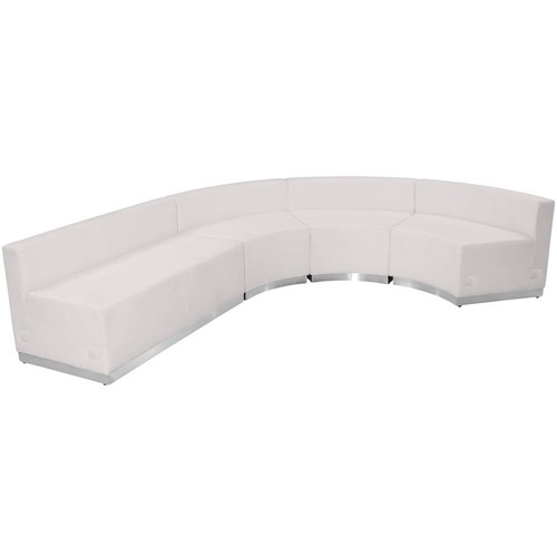 Flash Furniture ZB-803-760-SET-WH-GG White LeatherSoft with Brushed Stainless Steel Base Modular Hercules Alon Series Reception Configuration