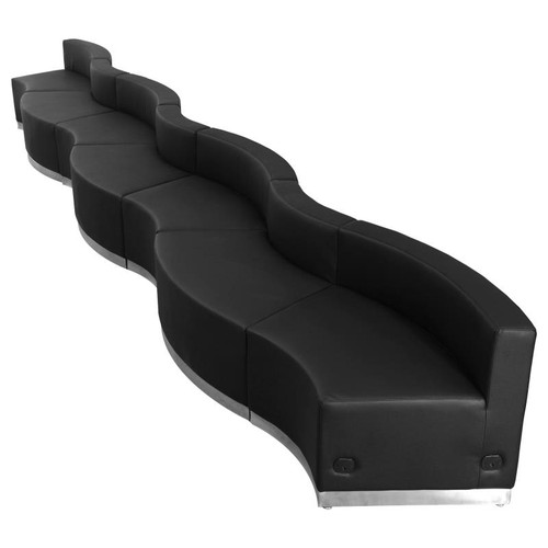 Flash Furniture ZB-803-550-SET-BK-GG Black LeatherSoft with Brushed Stainless Steel Base Modular Hercules Alon Series Reception Configuration