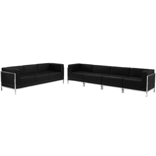 Flash Furniture ZB-IMAG-SET17-GG Black LeatherSoft With Integrated Stainless Steel Legs Modular Hercules Imagination Series Sofa