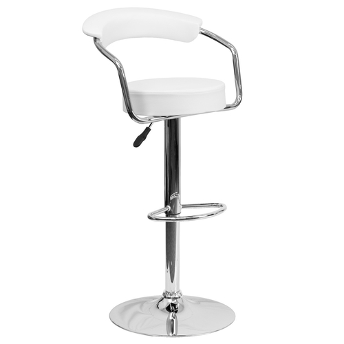Flash Furniture CH-TC3-1060-WH-GG White Vinyl with Contemporary Style Chrome Base Swivel Bar Stool