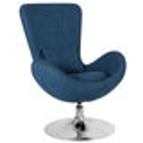 Flash Furniture CH-162430-BL-FAB-GG Blue Fabric Integrated Curved Arms Chrome Base Egg Series Swivel Reception/Lounge/Side Chair