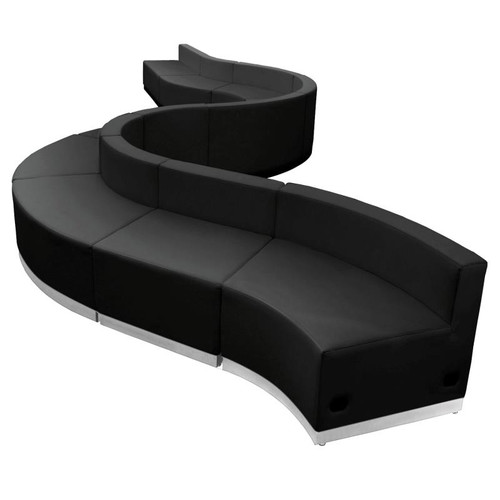 Flash Furniture ZB-803-400-SET-BK-GG Black LeatherSoft with Brushed Stainless Steel Base Modular Hercules Alon Series Reception Configuration