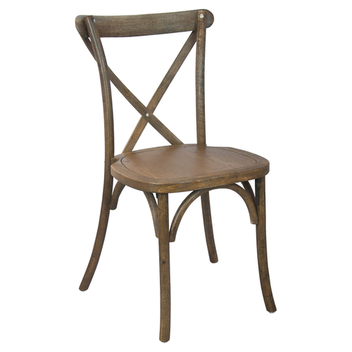 Flash Furniture X-BACK-DNAT Dark Natural Bent X Back Elmwood Side Chair