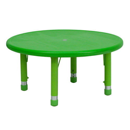 Flash Furniture YU-YCX-007-2-ROUND-TBL-GREEN-GG Green Round Plastic Top Safety Rounded Corners Preschool Activity Table
