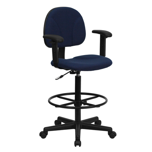 Flash Furniture BT-659-NVY-ARMS-GG 250 Lbs. Capacity Navy Blue Adjustable Padded Arms Ergonomic Swivel Drafting Stool
