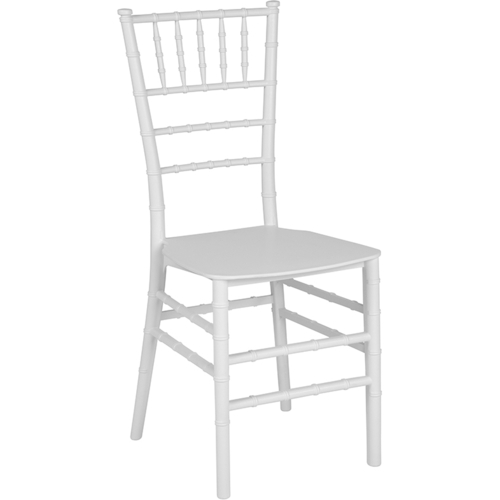 Flash Furniture LE-WHITE-M-GG White Resin Ladder Back Hercules Premium Series Stacking Chiavari Chair