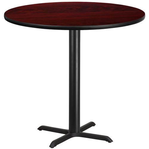 Flash Furniture XU-RD-42-MAHTB-T3333B-GG Mahogany Laminate Round Top PVC T-Mold Edge Table