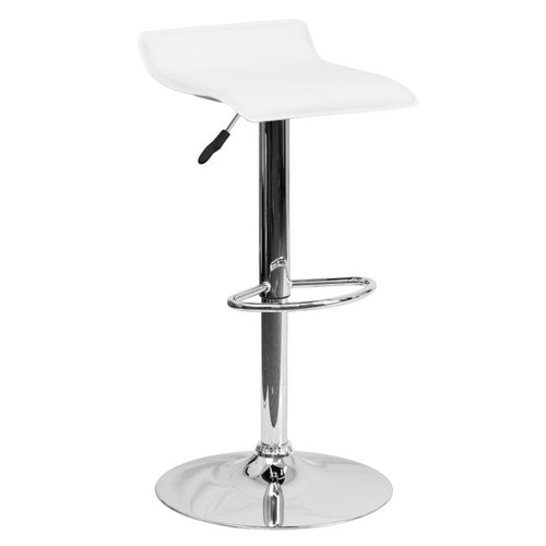 Flash Furniture DS-801-CONT-WH-GG White Vinyl with Contemporary Style Chrome Base Swivel Bar Stool