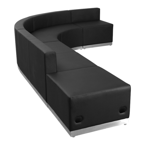 Flash Furniture ZB-803-610-SET-BK-GG Black LeatherSoft with Brushed Stainless Steel Base Modular Hercules Alon Series Reception Configuration