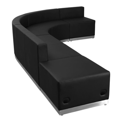 Flash Furniture ZB-803-610-SET-BK-GG Black LeatherSoft with Brushed Stainless Steel Base Modular Hercules Alon Series Reception Configuration