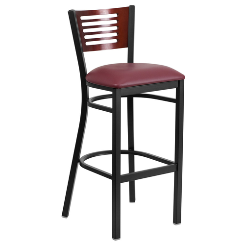 Flash Furniture XU-DG-6H1B-MAH-BAR-BURV-GG Burgundy Vinyl Seat Steel Black Powder Coated Frame Hercules Series Restaurant Bar Stool