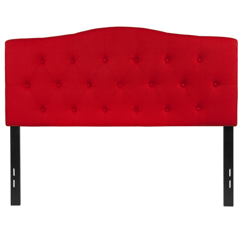 Flash Furniture HG-HB1708-F-R-GG Red Full Size Contemporary Style Black Metal Stands with Adjustable Bed Rail Slots Fabric Cambridge Headboard