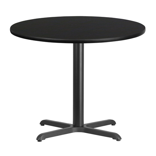 Flash Furniture XU-RD-36-BLKTB-T3030-GG 36" Dia. Round Black Laminated Dining Height Table with Four Pointed Pedestal Base