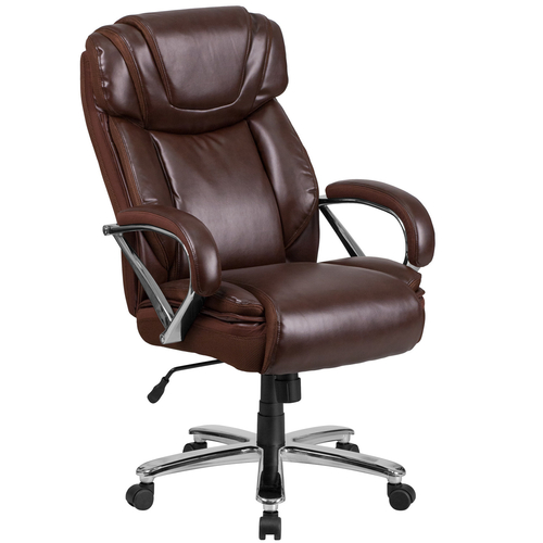 Flash Furniture GO-2092M-1-BN-GG Brown Bonded Leather Padded Arms High Back Design Hercules Series Big & Tall Executive Swivel Office Chair