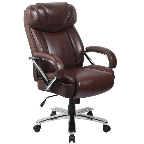 Flash Furniture GO-2092M-1-BN-GG Brown Bonded Leather Padded Arms High Back Design Hercules Series Big & Tall Executive Swivel Office Chair